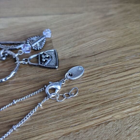 VINTAGE lot of 2 bracelets with charms leafs bag christals - Picture 4 of 9